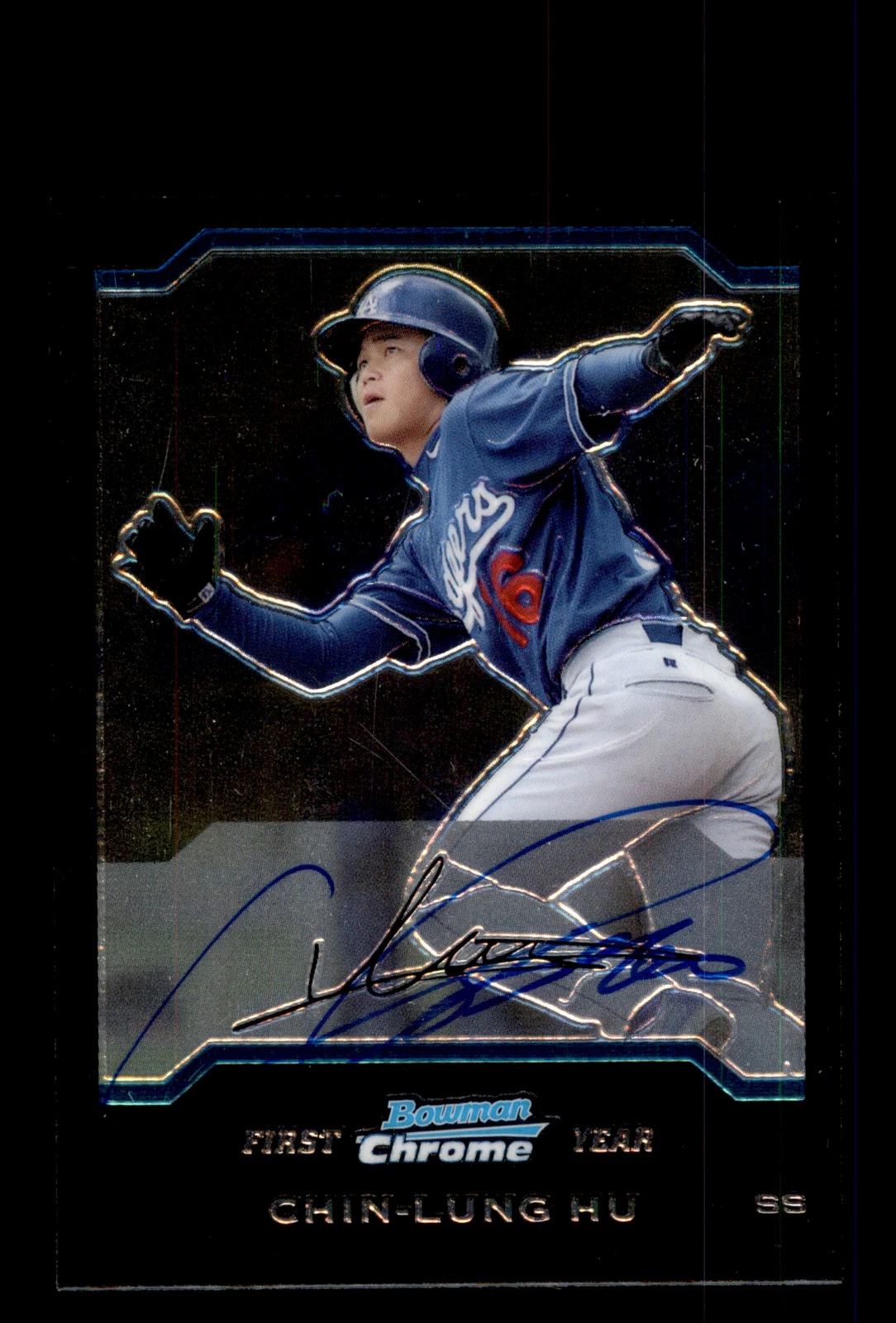 Signed Baseball Card Auto 2004 Bowman Chrome #183 Chin-Lung Hu LA Dodgers