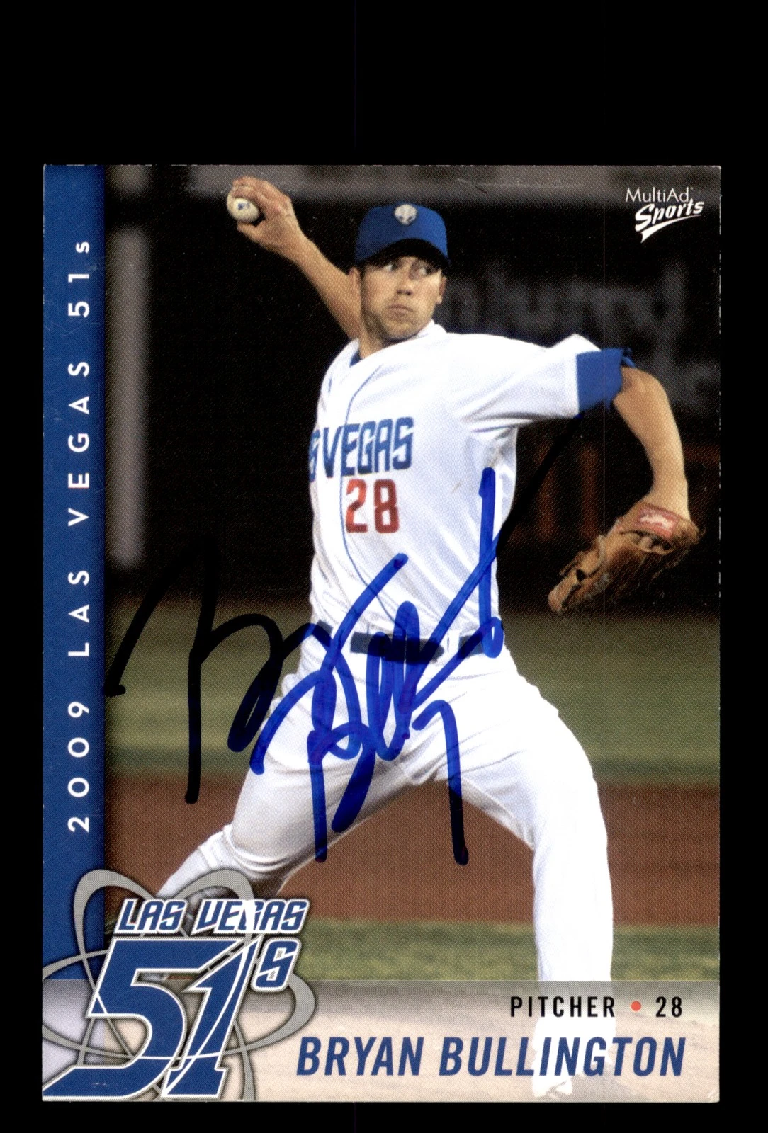 Signed Baseball Card Auto 2009 MultiAd Las Vegas 51s #6 Bryan Bullington