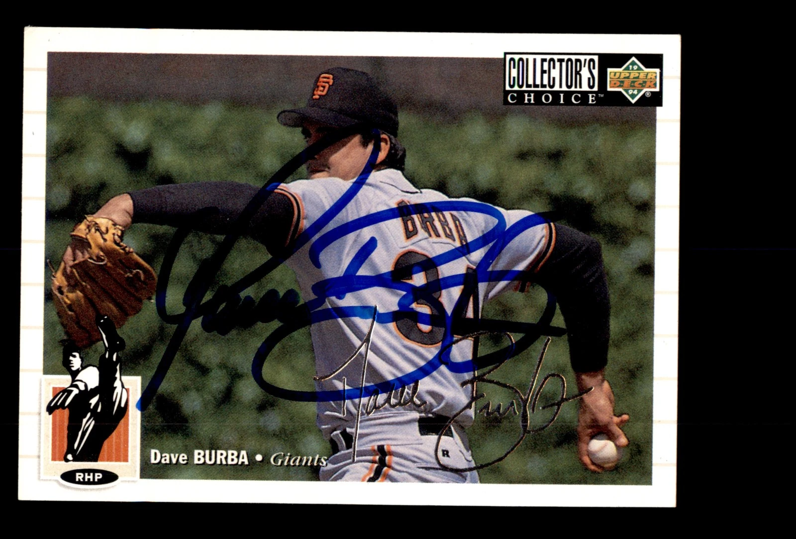 Signed Baseball Card Auto 1994 Collector's Choice #67 Dave Burba Silver