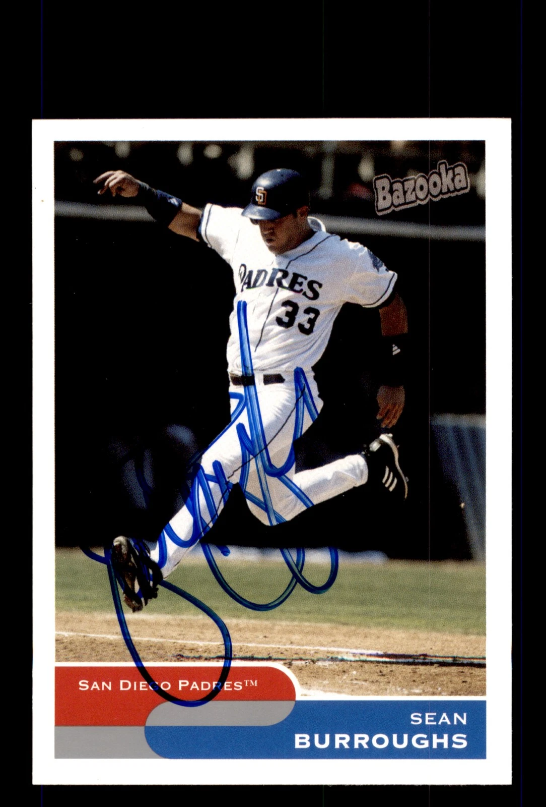 Signed Baseball Card Auto 2004 Bazooka #57 Sean Burroughs San Diego Padres