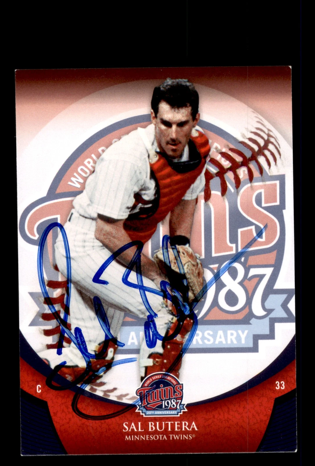 Signed Baseball Card Auto 2007 Upper Deck 1987 SGA Sal Butera Minnesota Twins