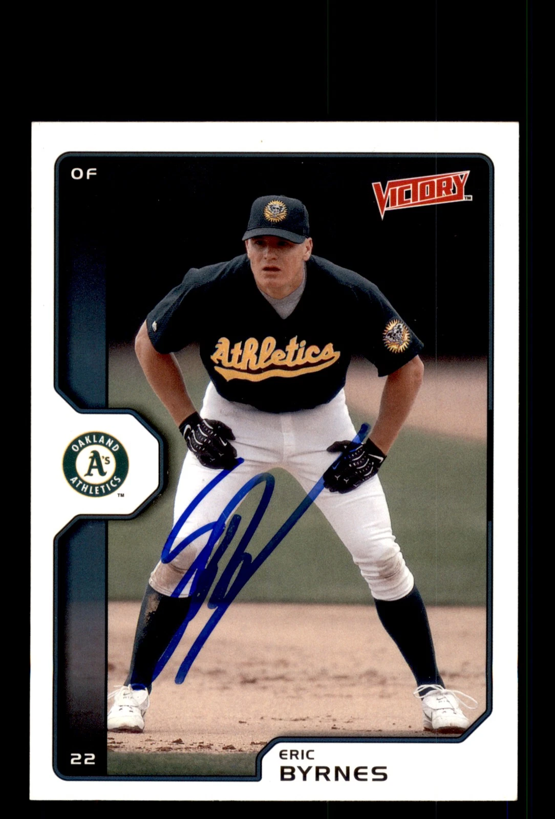 Signed Baseball Card Auto 2002 Upper Deck Victory #28 Eric Byrnes Oakland A's