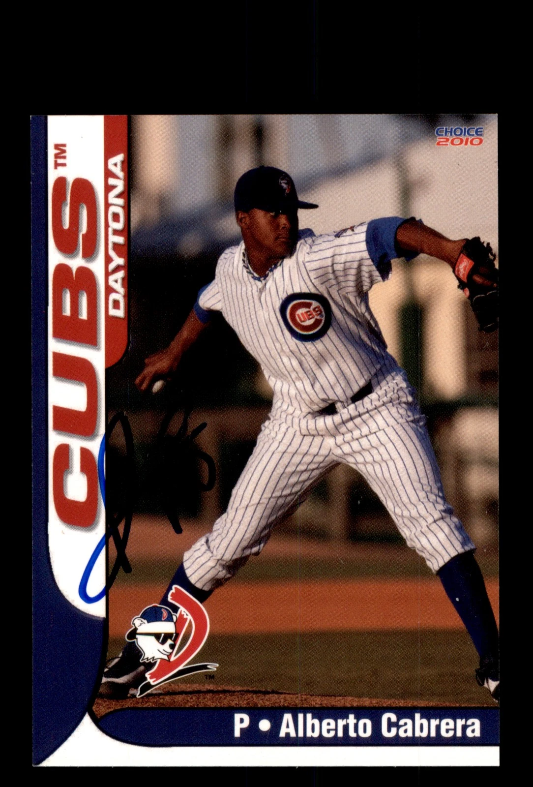 Signed Baseball Card Auto 2010 Choice Daytona Cubs #6 Alberto Cabrera MILB