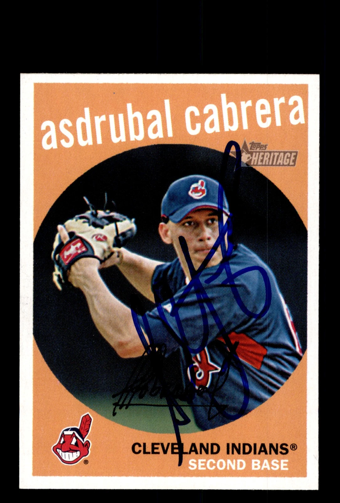 Signed Baseball Card Auto 2008 Topps Heritage #416 Asdrubal Cabrera Indians