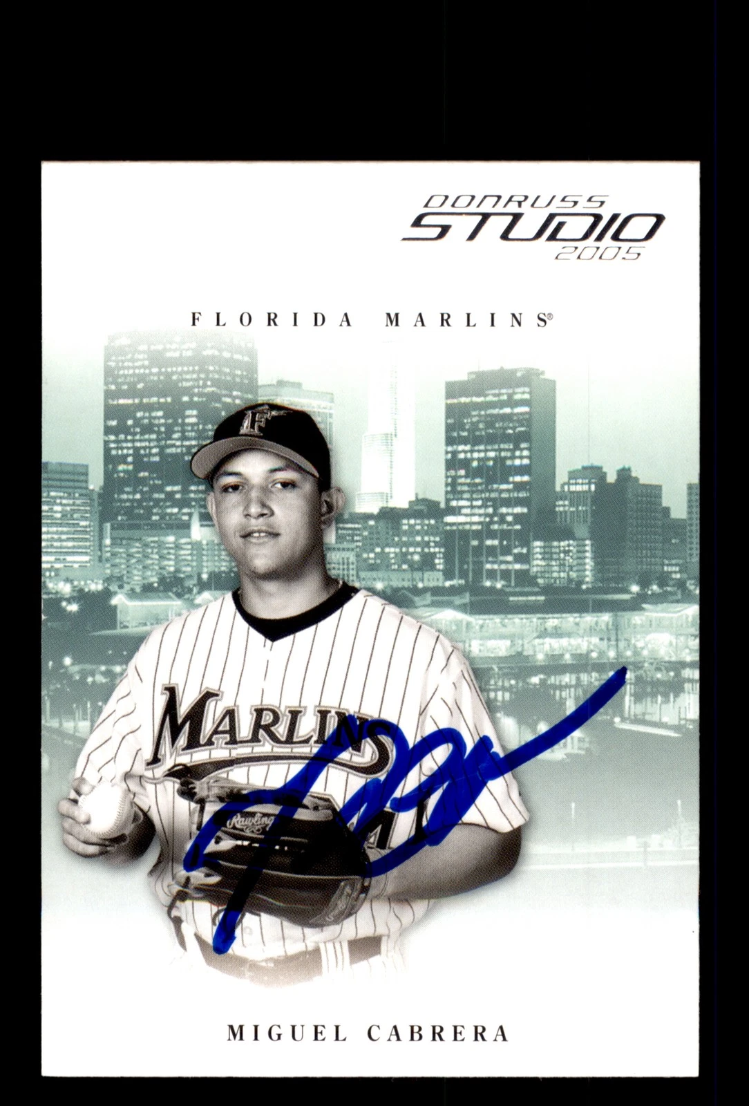Signed Baseball Card Auto 2005 Donruss Studio #123 Miguel Cabrera Marlins