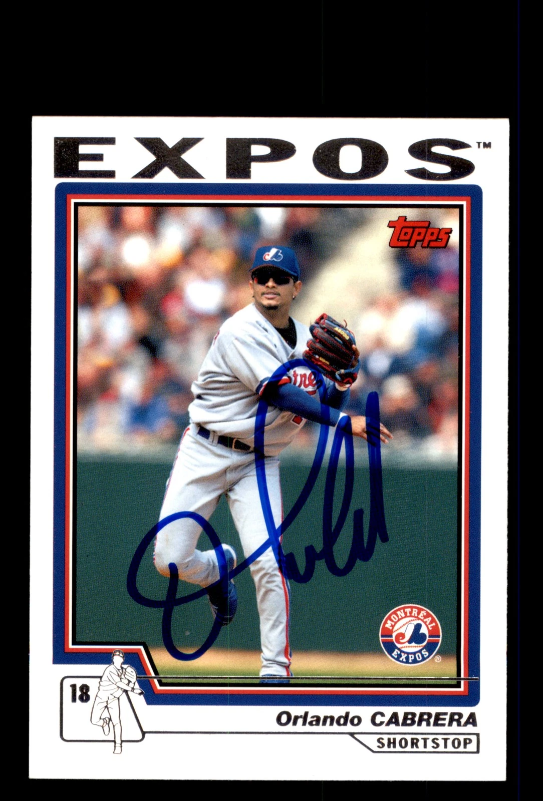 Signed Baseball Card Auto 2004 Topps #266 Orlando Cabrera Montreal Expos