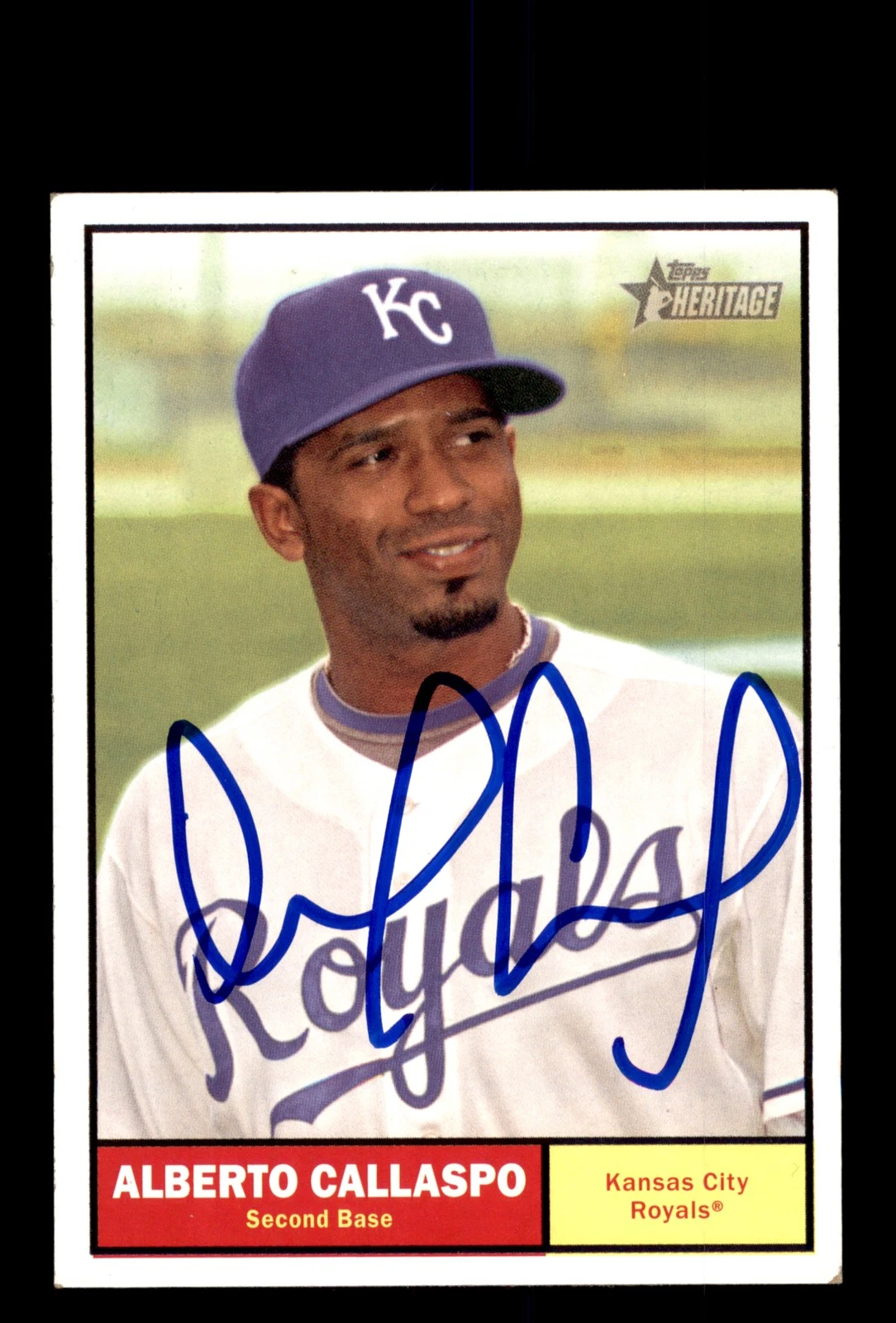 Signed Baseball Card Auto 2010 Topps Heritage #14 Alberto Callaspo Royals