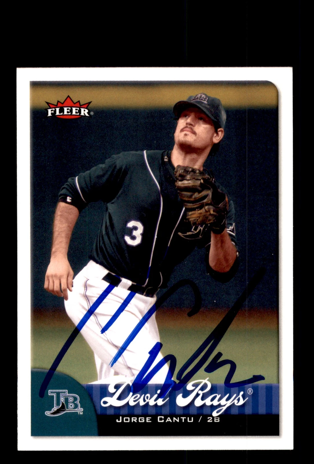 Signed Baseball Card Auto 2007 Fleer #40 Jorge Cantu Tampa Bay Devil Rays