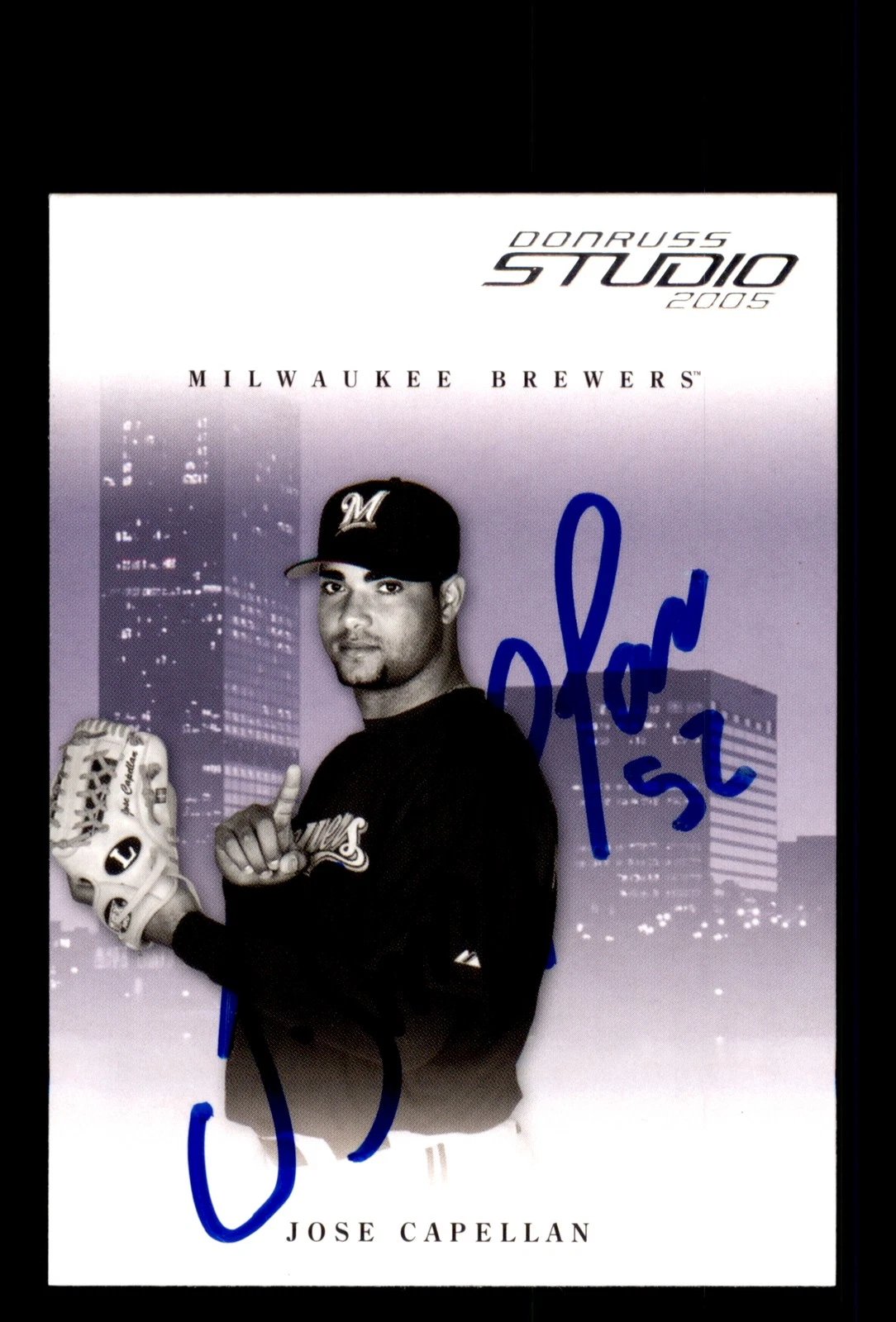 Signed Baseball Card Auto 2005 Donruss Studio #165 Jose Capellan Brewers