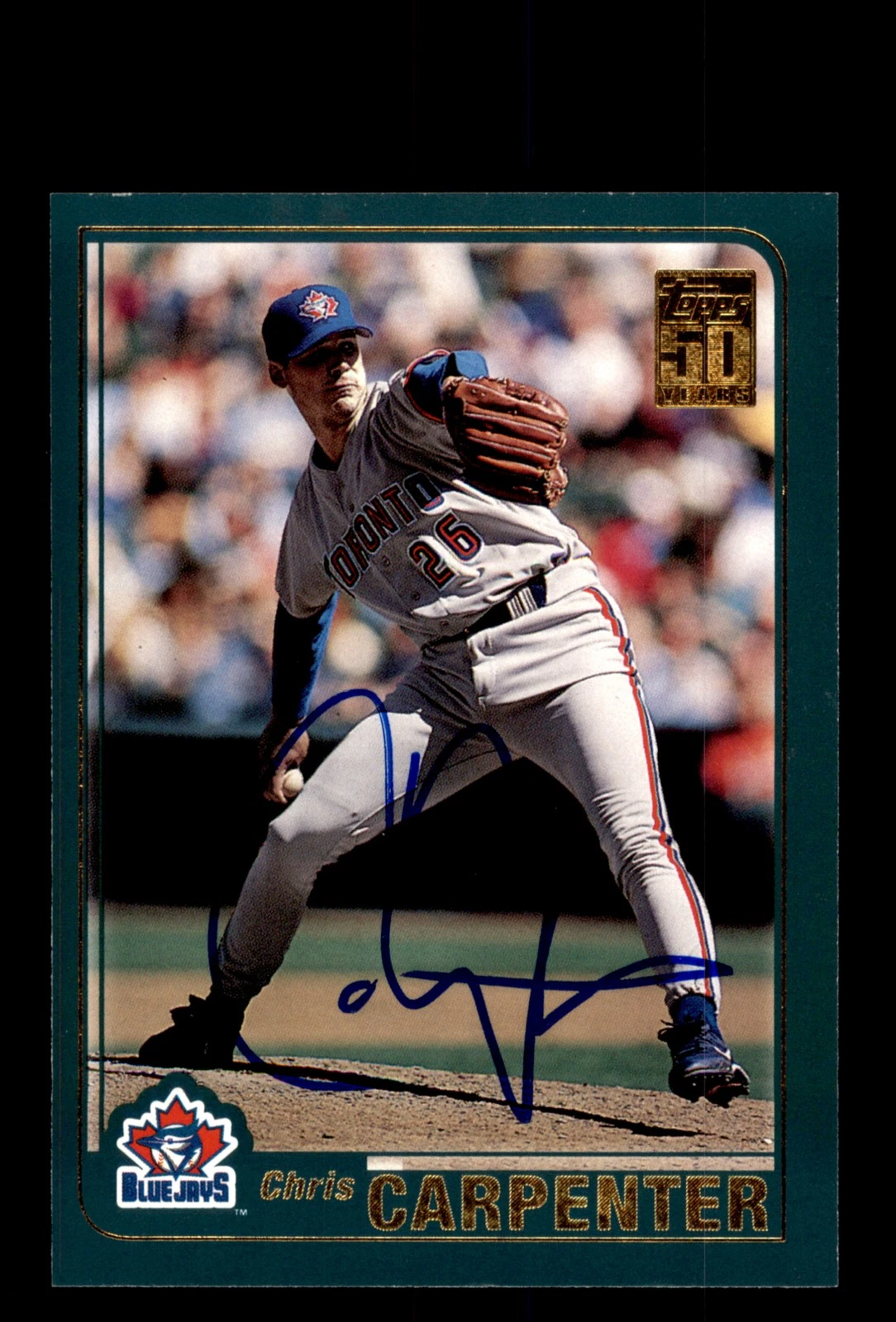 Signed Baseball Card Auto 2001 Topps #148 Chris Carpenter Toronto Blue Jays