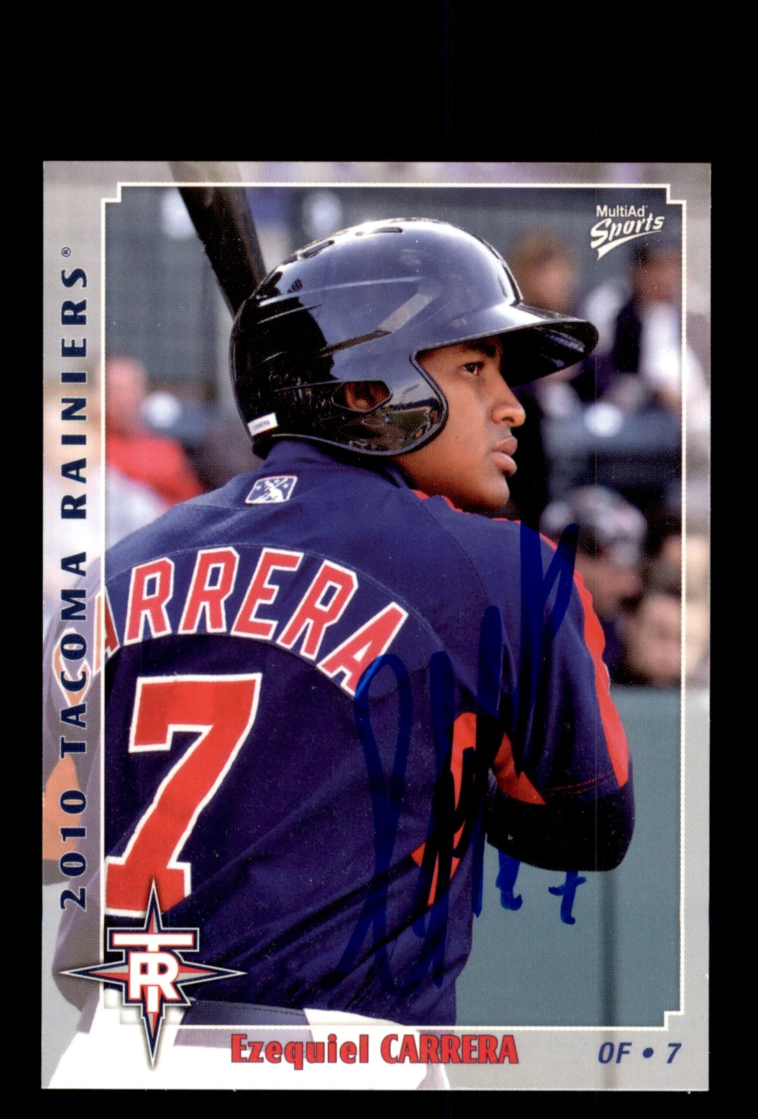 Signed Baseball Card Auto 2010 MultiAd Tacoma Rainiers #4 Ezequiel Carrera