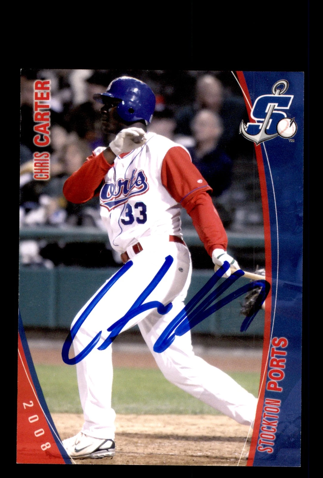 Signed Baseball Card Auto 2008 Grandstand Stockton Ports #8 Chris Carter