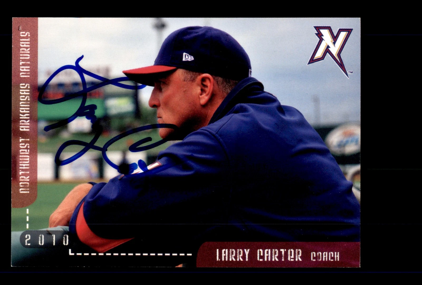 Signed Baseball Card Auto 2010 Northwest Arkansas Naturals Larry Carter