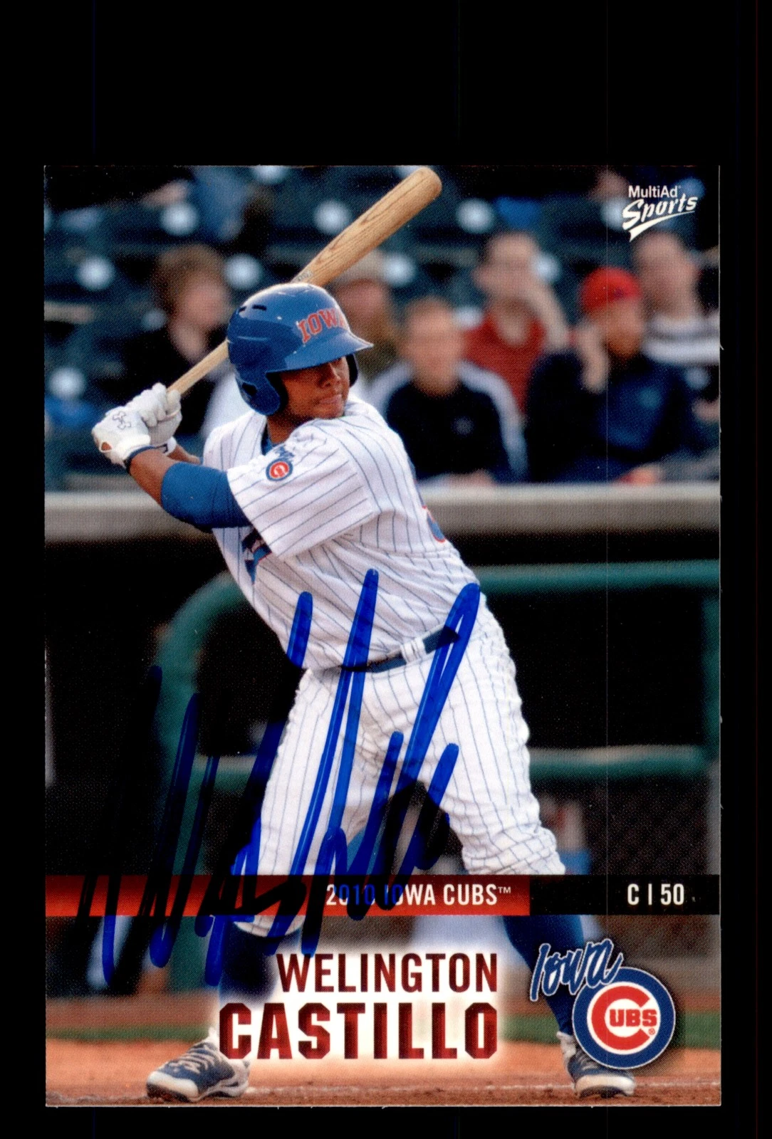 Signed Baseball Card Auto 2010 MultiAd Iowa Cubs #17 Welington Castillo