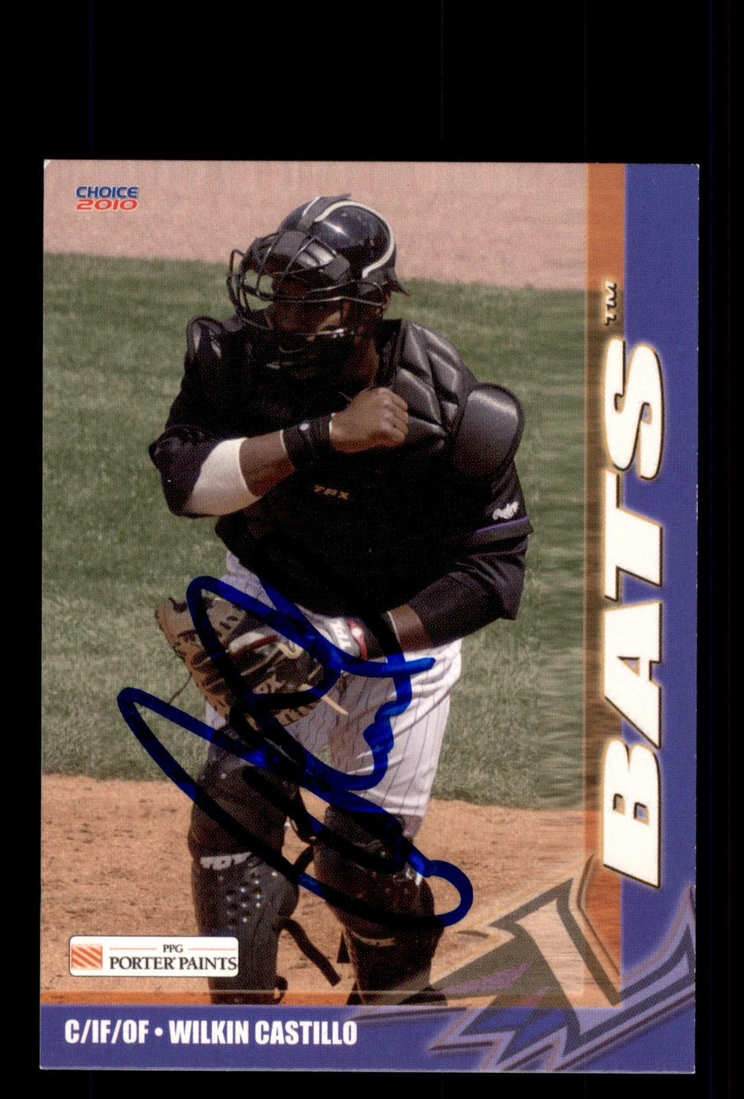 Signed Baseball Card Auto 2010 Choice Louisville Bats #6 Wilkin Castillo Bats