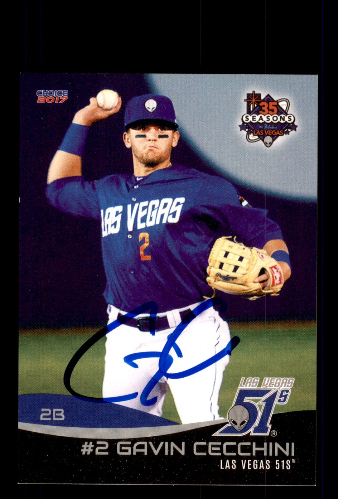 Signed Baseball Card Auto 2017 Choice Las Vegas 51s #06 Gavin Cecchini