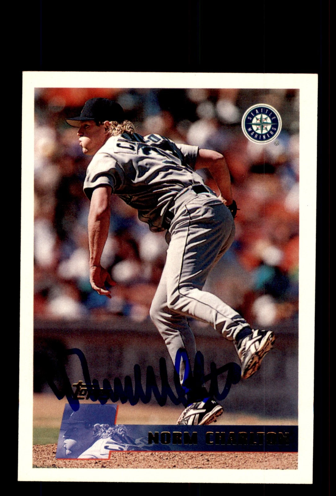 Signed Baseball Card Auto 1996 Topps #392 Norm Charlton Seattle Mariners