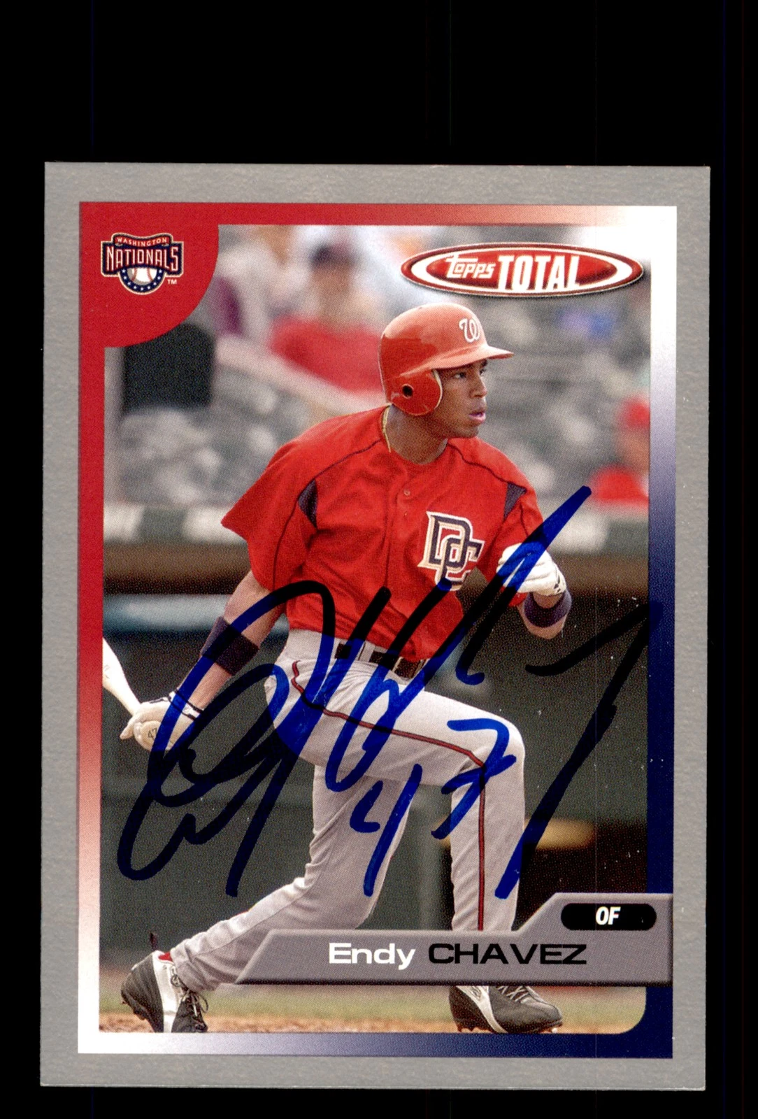 Signed Baseball Card Auto 2005 Topps Total #278 Endy Chavez Nationals Silver
