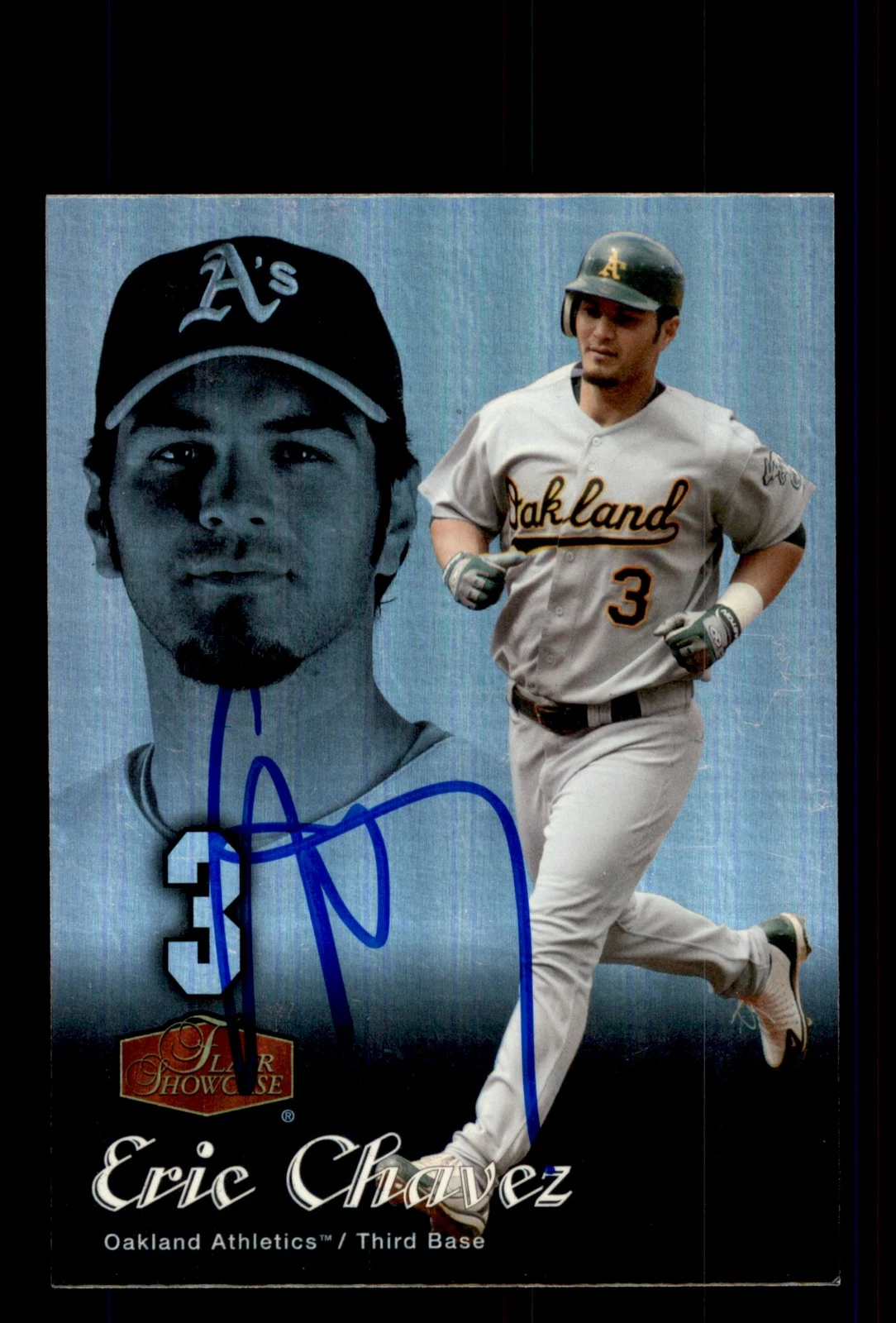 Signed Baseball Card Auto 2006 Flair Showcase #77 Eric Chavez Oakland Athletics