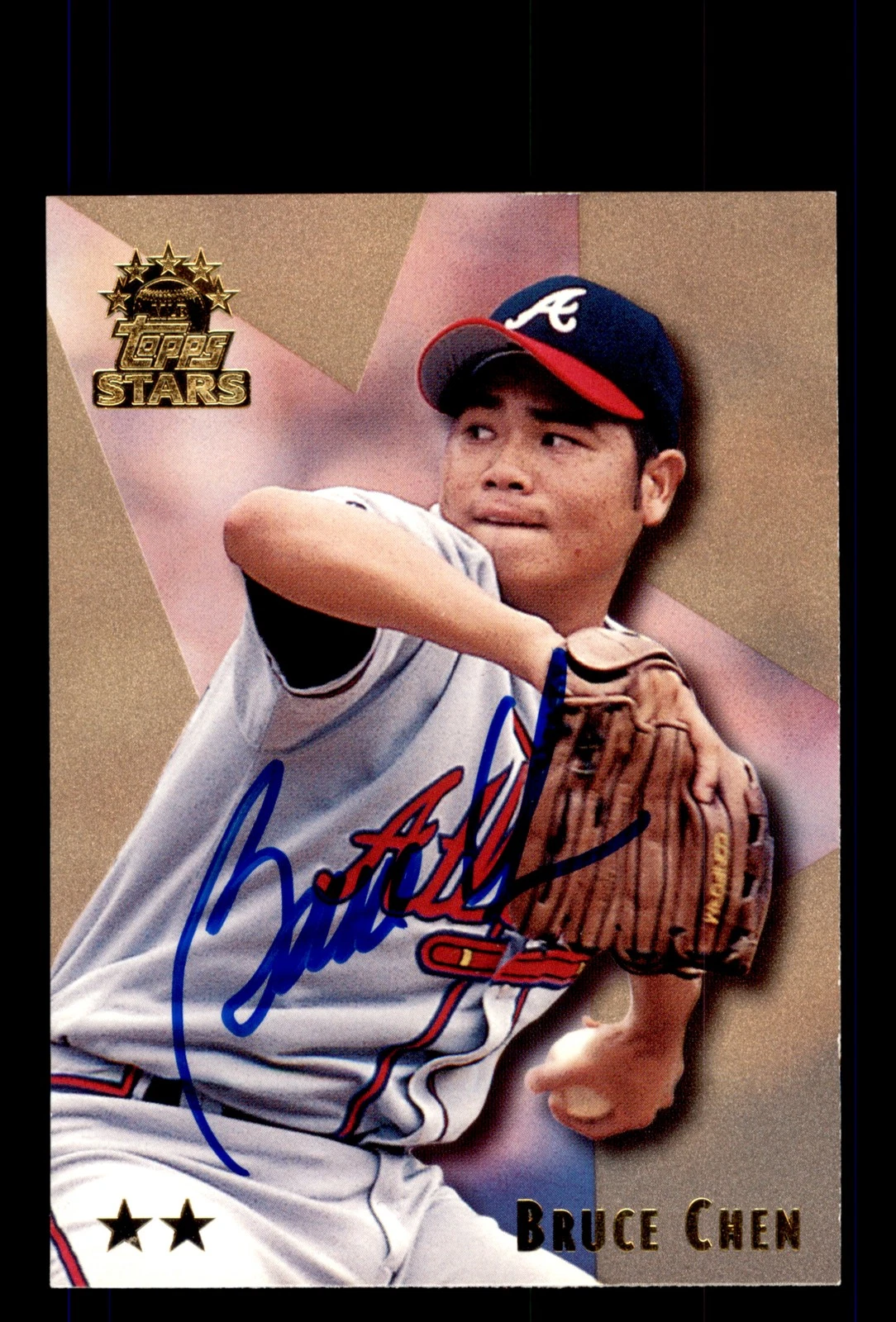Signed Baseball Card Auto 1999 Topps Stars #38 Bruce Chen Atlanta Braves