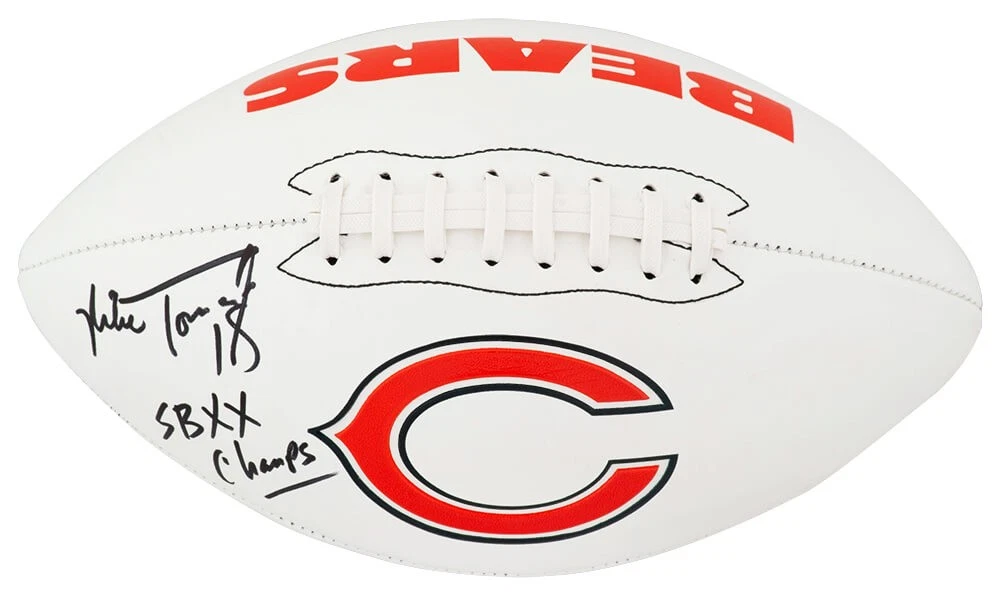 Mike Tomczak Signed Bears Logo Franklin White Football w/SB XX Champs - (SS COA)