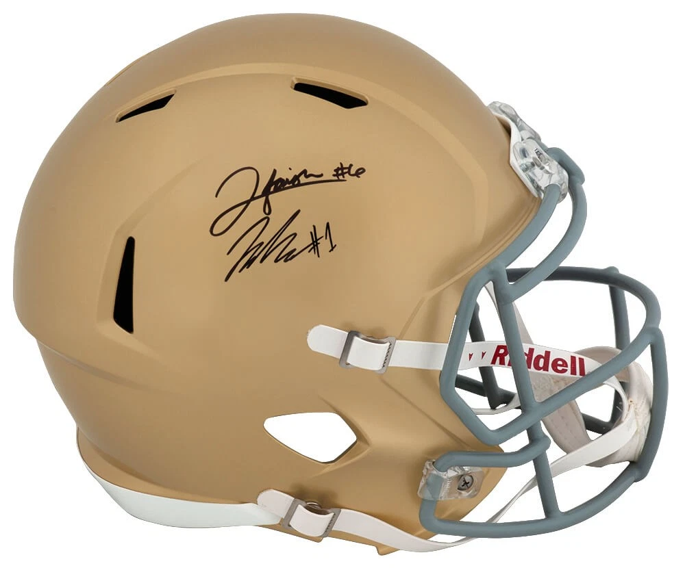 Jordan Faison & Jaden Greathouse Signed Notre Dame F/S Rep Helmet  - (SS COA)