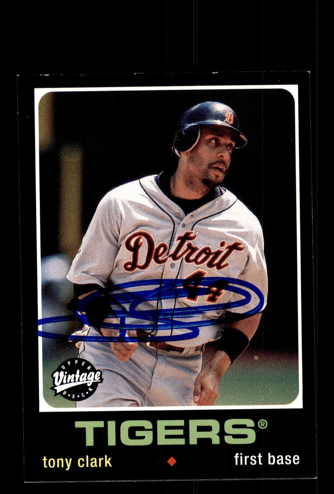 Signed Baseball Card Auto 2002 Upper Deck Vintage #92 Tony Clark Detroit Tigers