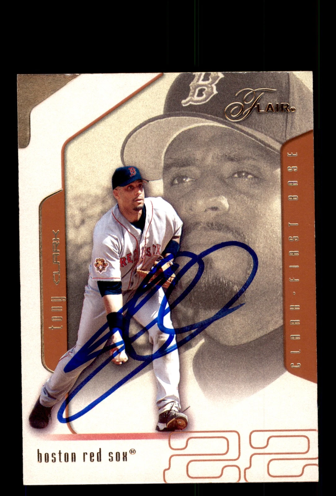 Signed Baseball Card Auto 2002 Flair #98 Tony Clark Boston Red Sox
