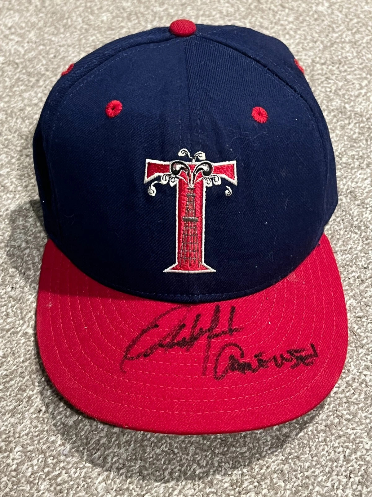 ORLANDO MERCADO SIGNED GAME USED BASEBALL HAT AUTO MILB VTG TULSA DRILLERS