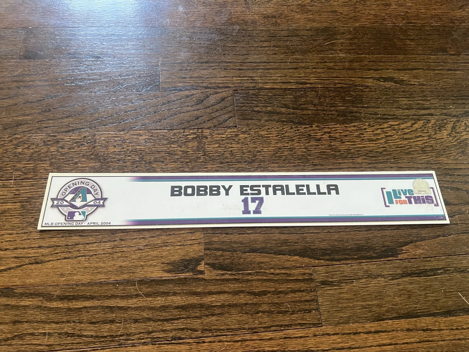 ARIZONA DIAMONDBACKS GAME USED BASEBALL LOCKER ROOM NAMEPLATE BOBBY ESTALELLA
