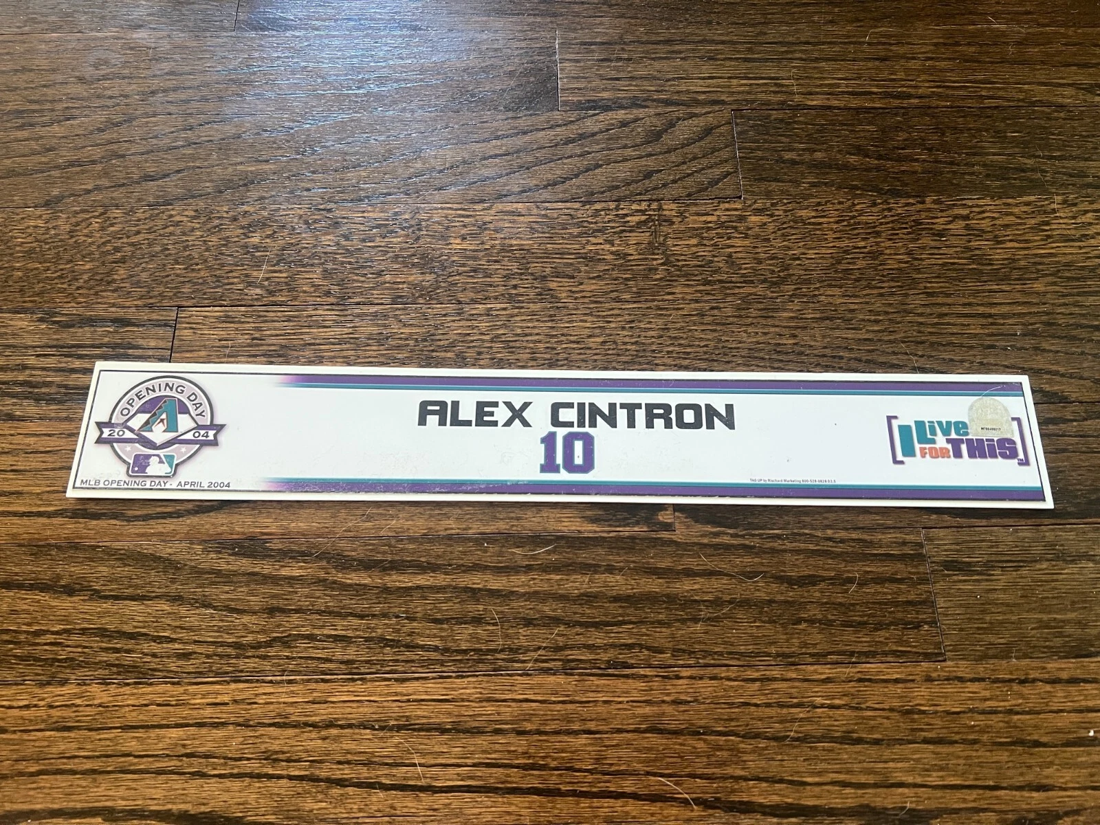 ARIZONA DIAMONDBACKS GAME USED BASEBALL LOCKER ROOM NAMEPLATE ALEX CINTRON