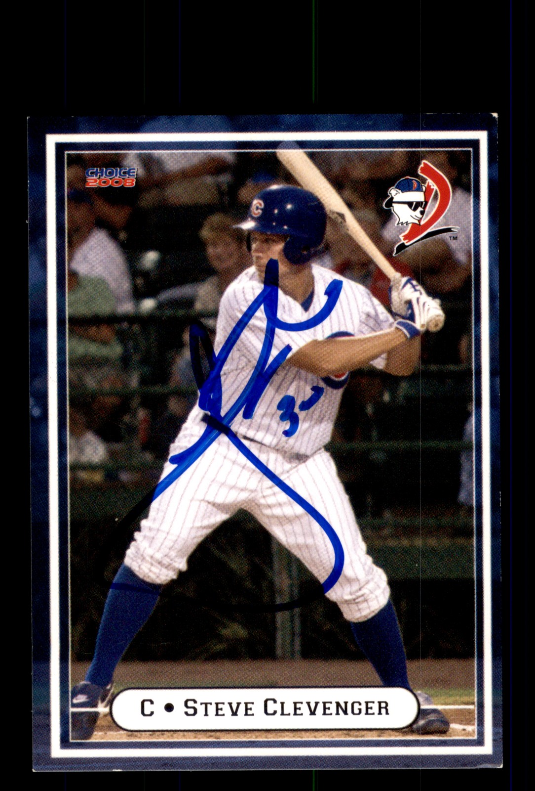 Signed Baseball Card Auto Steve Clevenger 2008 Choice Daytona Cubs #09