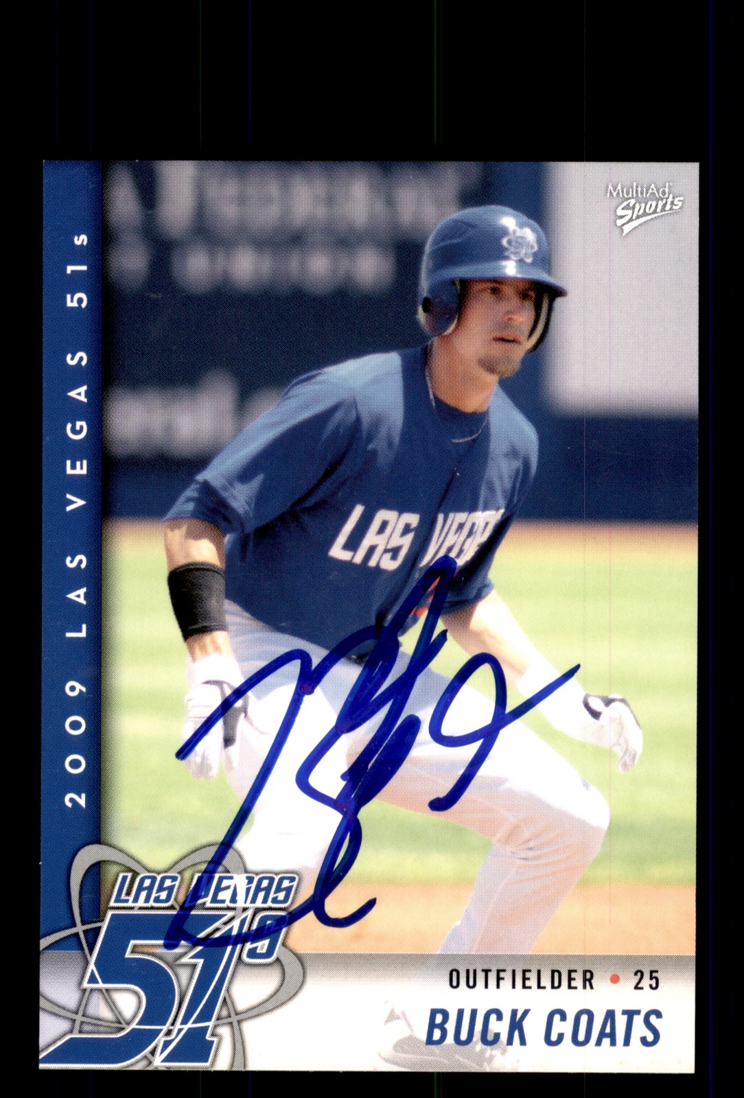 Signed Baseball Card Auto Buck Coats 2009 MultiAd Las Vegas 51s #12