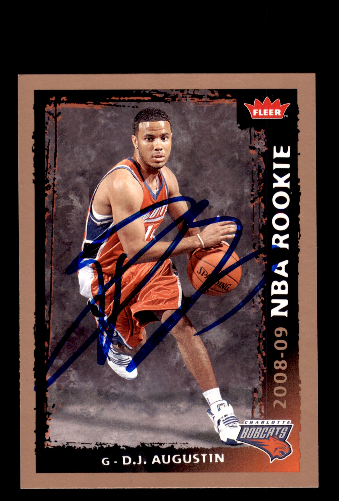 Signed Basketball Card Auto D.J. Augustin 2008-09 Fleer #209 Charlotte Bobcats