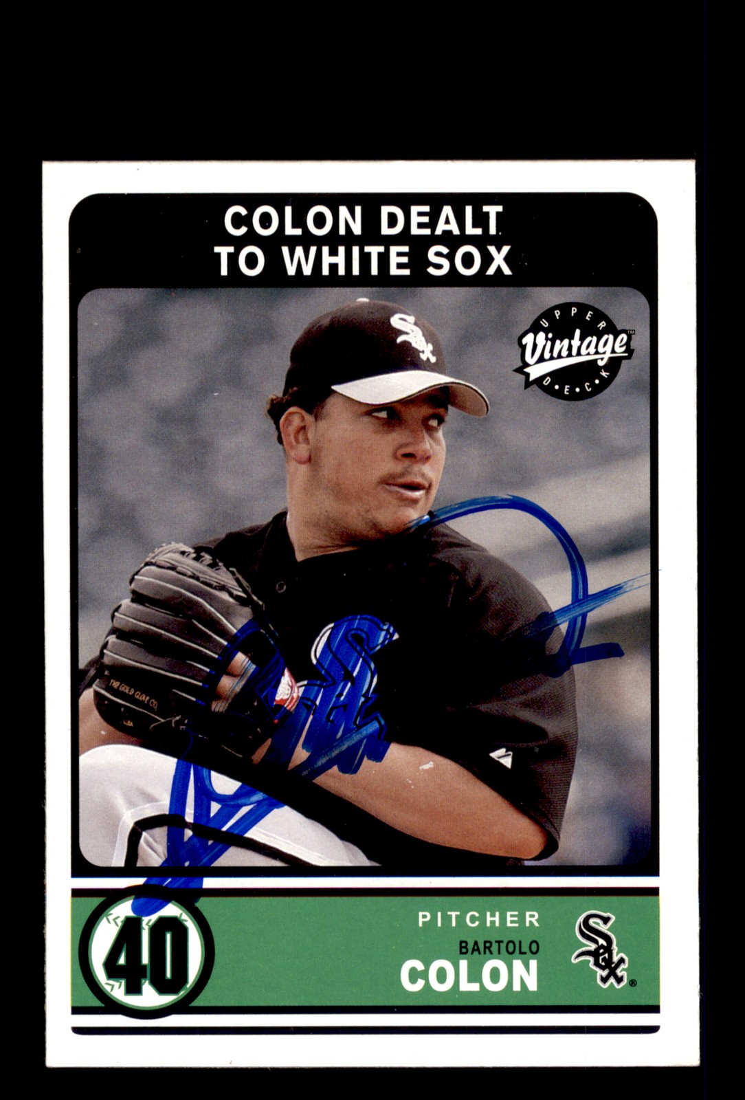 Signed Baseball Card Auto Bartolo Colon 2003 Upper Deck Vintage #302 White Sox