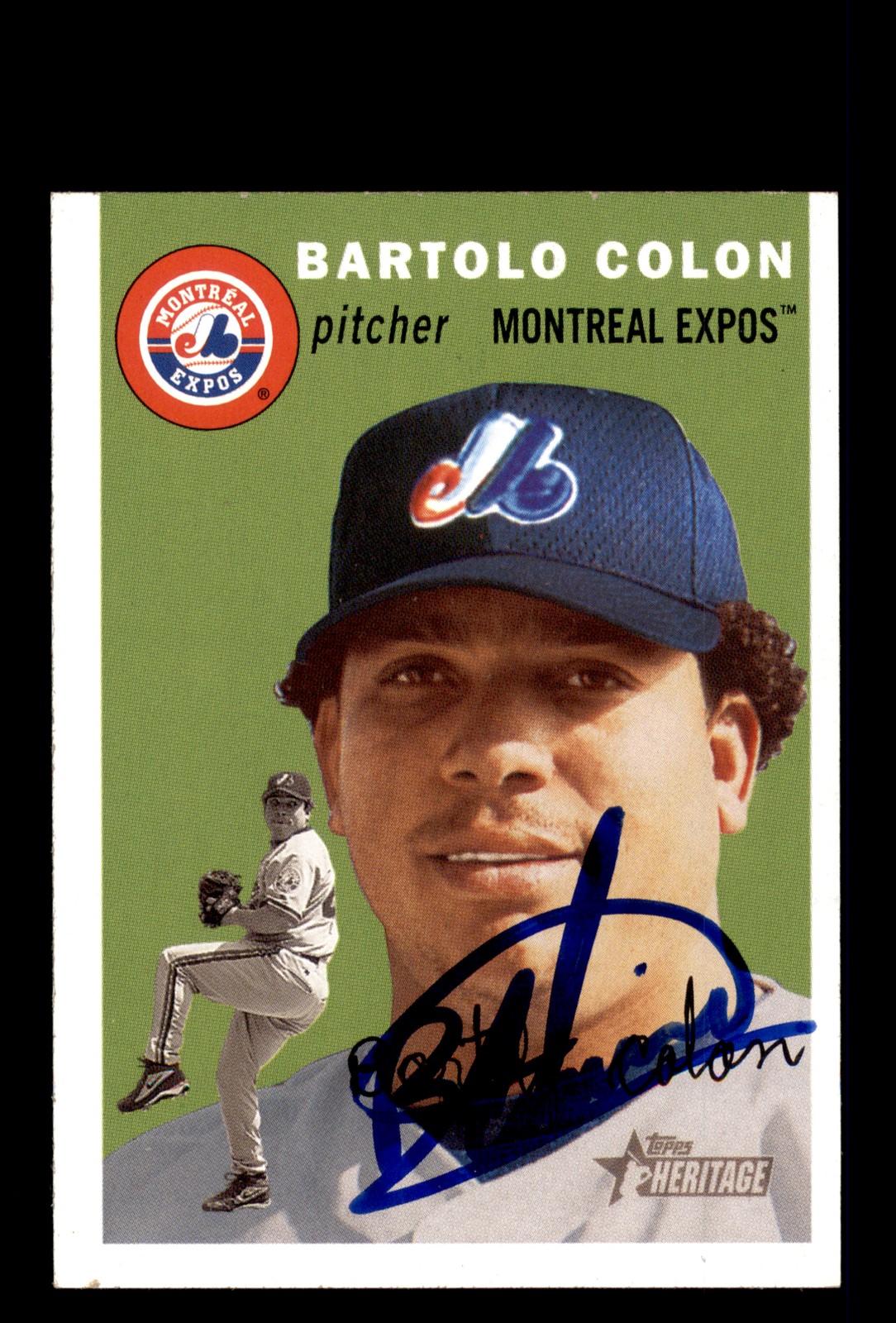 Signed Baseball Card Auto Bartolo Colon 2003 Topps Heritage #263 Montreal Expos