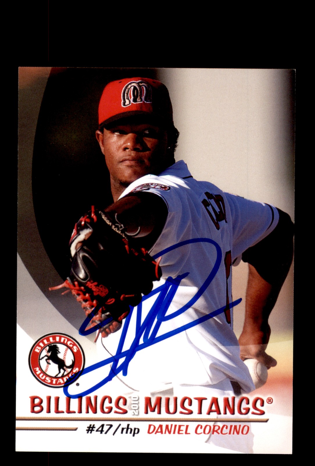 Signed Baseball Card Auto Daniel Corcino 2010 Grandstand Billings Mustangs