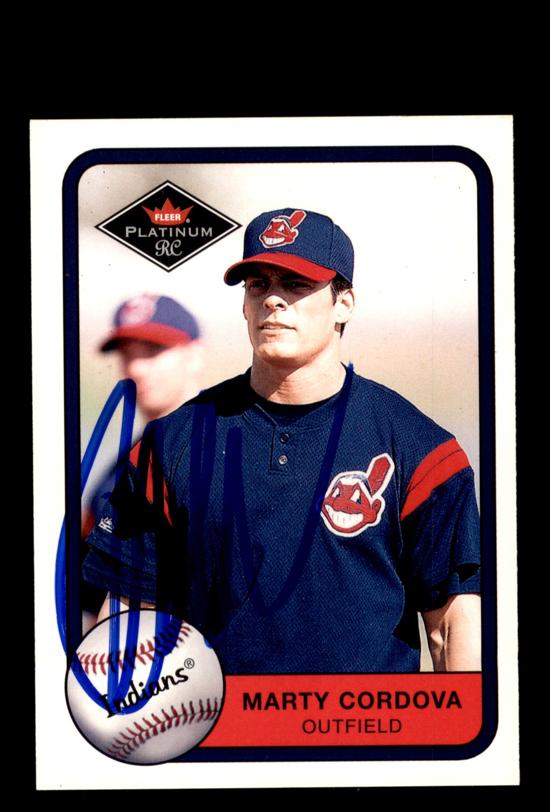 Signed Baseball Card Auto Marty Cordova 2001 Fleer Platinum #315 Indians