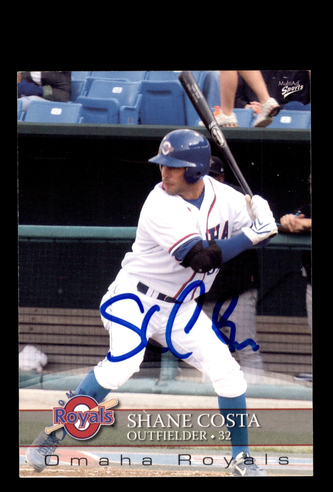 Signed Baseball Card Auto Shane Costa 2008 MultiAd Omaha Royals #7