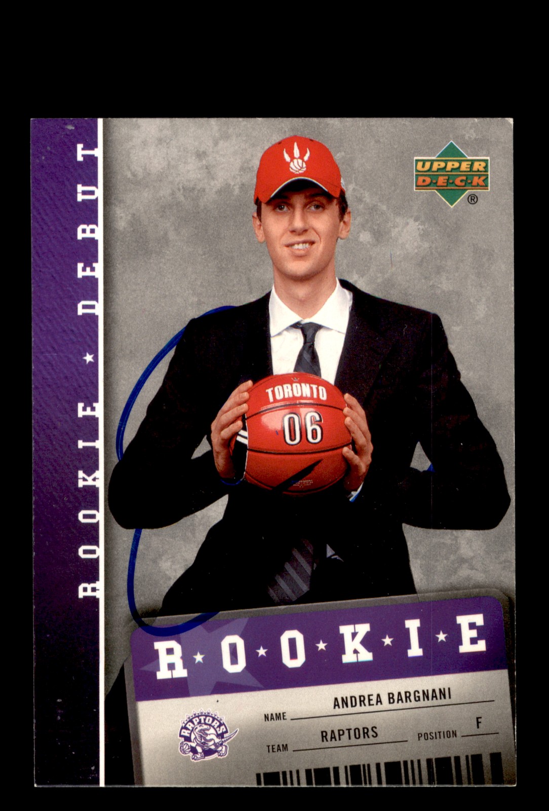 Signed Basketball Card Auto Andrea Bargnani 2006-07 Upper Deck Rookie #105