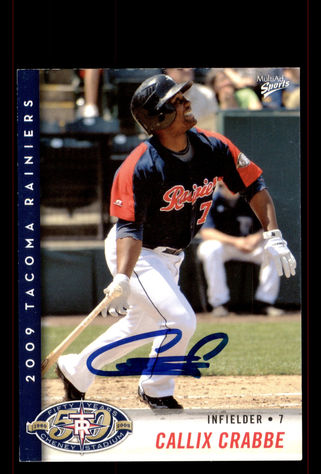 Signed Baseball Card Auto Callix Crabbe 2009 MultiAd Tacoma Rainiers #4