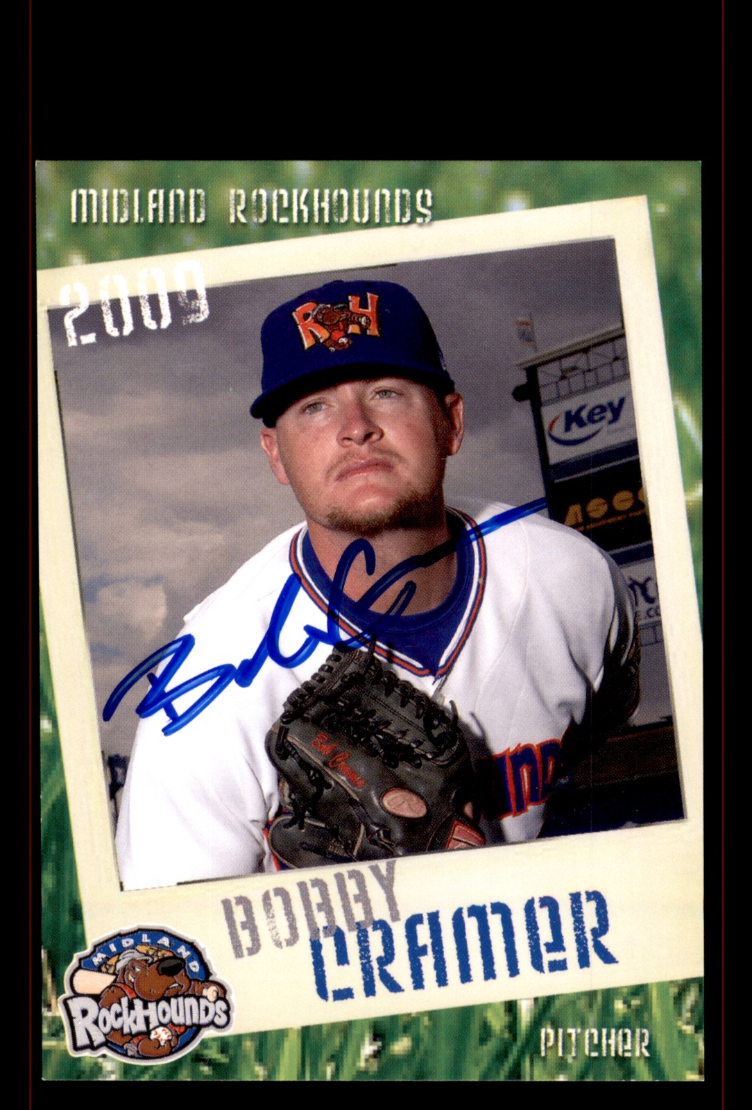 Signed Baseball Card Auto Bobby Cramer 2009 Grandstand Midland RockHounds