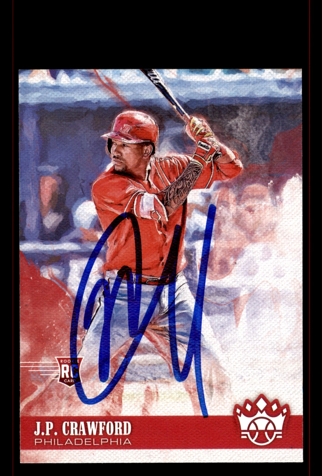 Signed Baseball Card Auto JP Crawford 2018 Panini Diamond Kings #98 Phillies