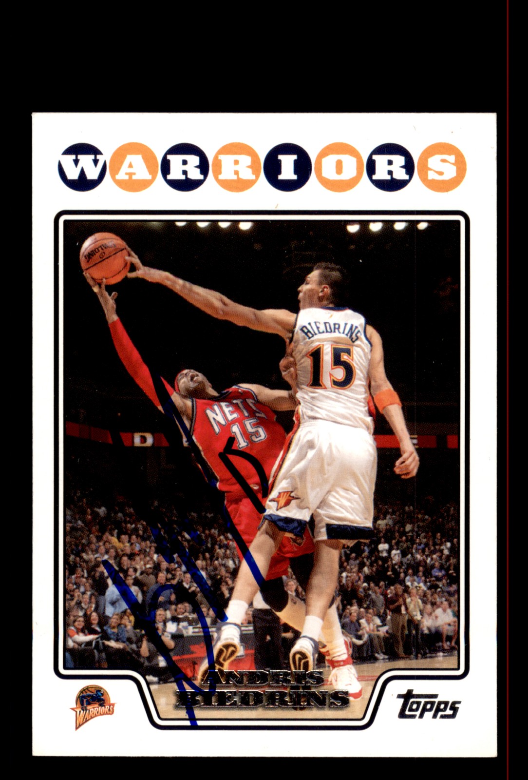 Signed Basketball Card Auto Andris Biedrins 2008-09 Topps #29 Warriors