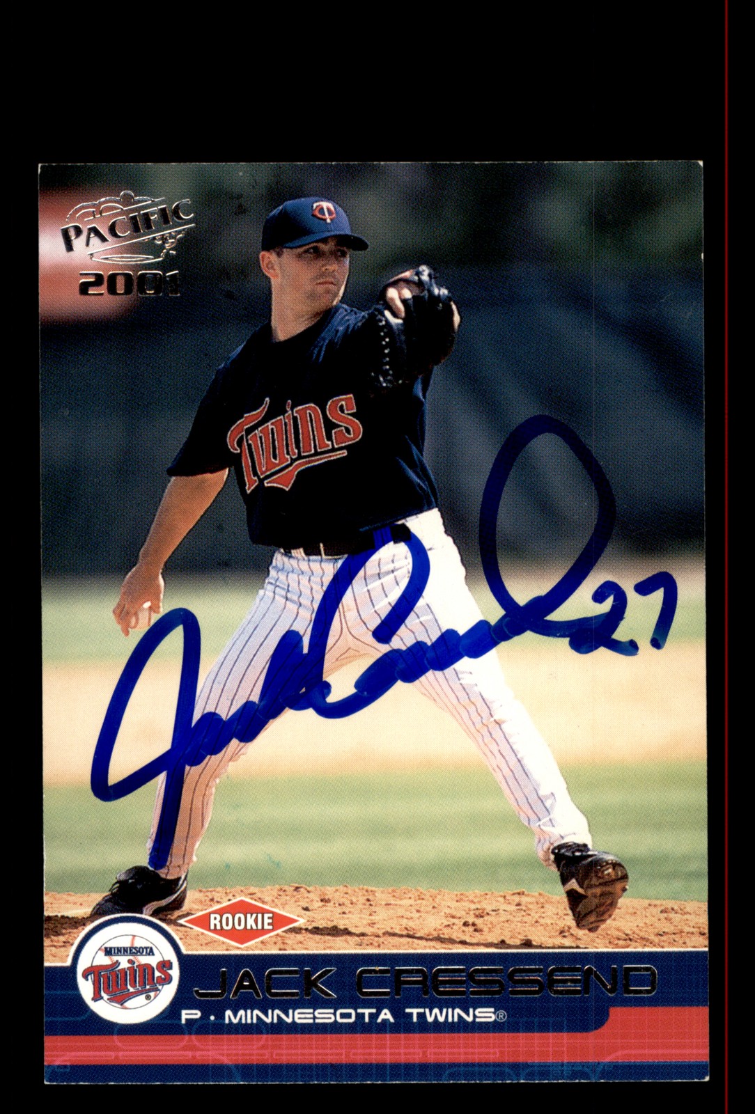 Signed Baseball Card Auto Jack Cressend 2001 Pacific #475 Minnesota Twins