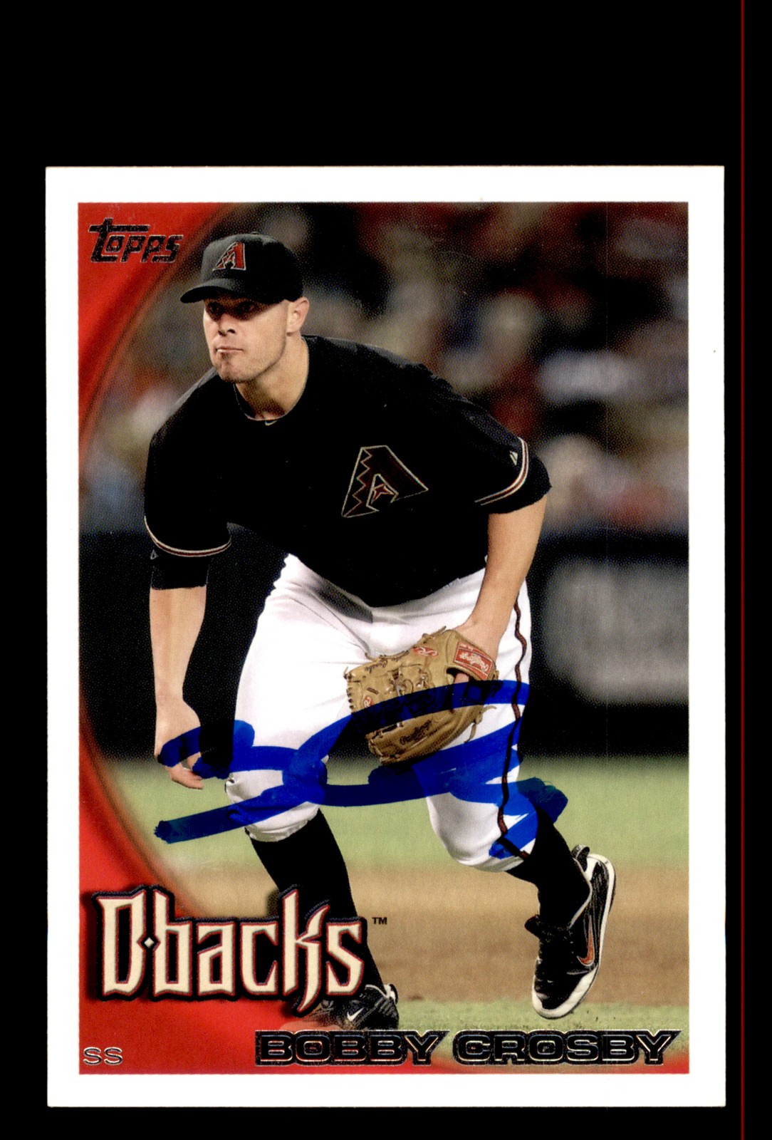 Signed Baseball Card Auto Bobby Crosby 2010 Topps #US-219 Diamondbacks