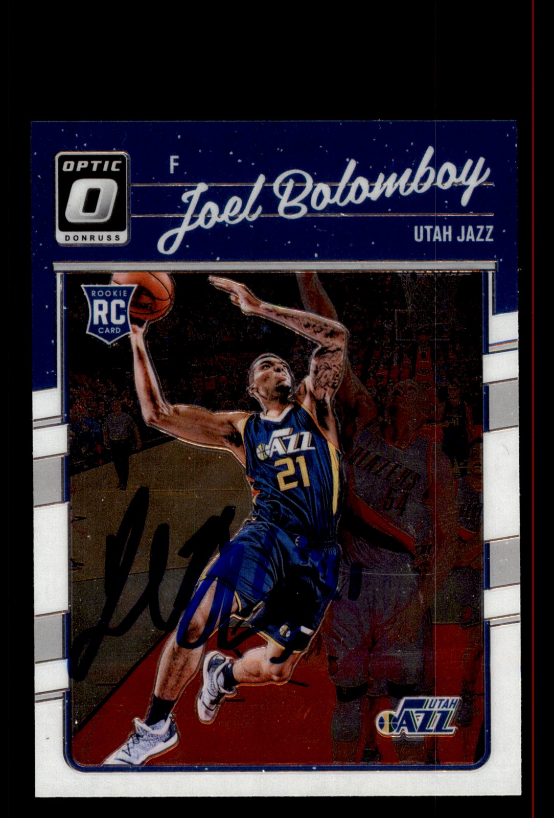 Signed Basketball Card Auto Joel Bolomboy 2016-17 Donruss Optic #191 Utah Jazz