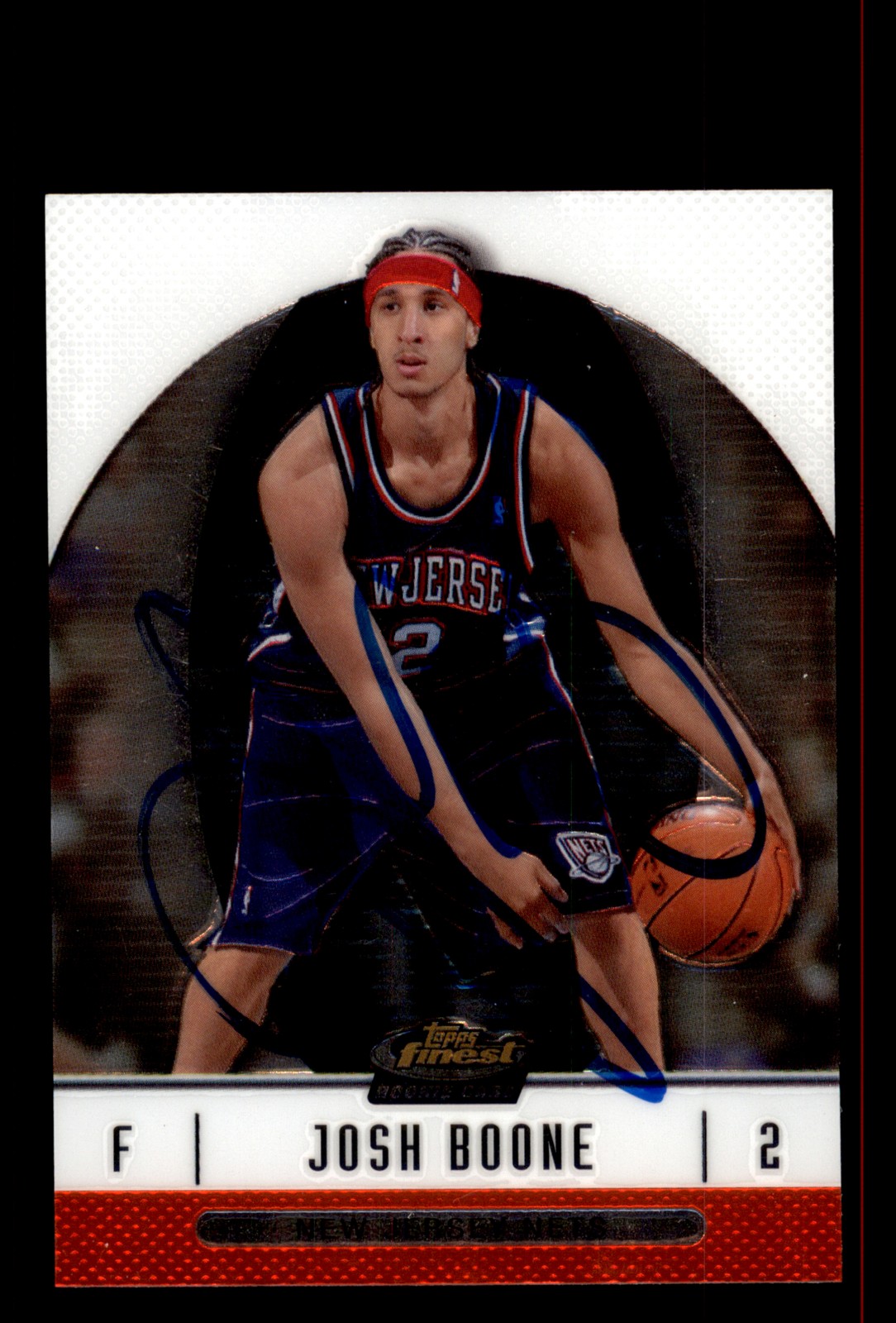 Signed Basketball Card Auto Josh Boone 2006-07 Topps Finest #66 Nets