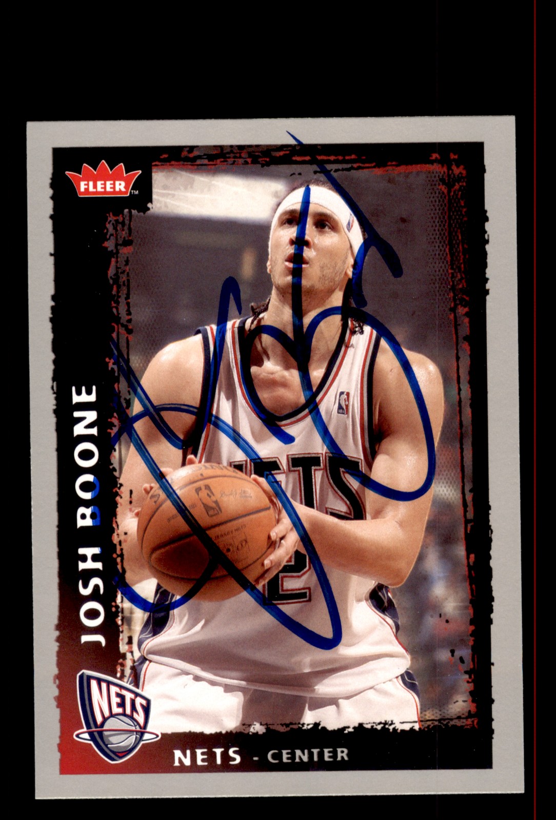 Signed Basketball Card Auto Josh Boone 2008-09 Fleer #67 New Jersey Nets
