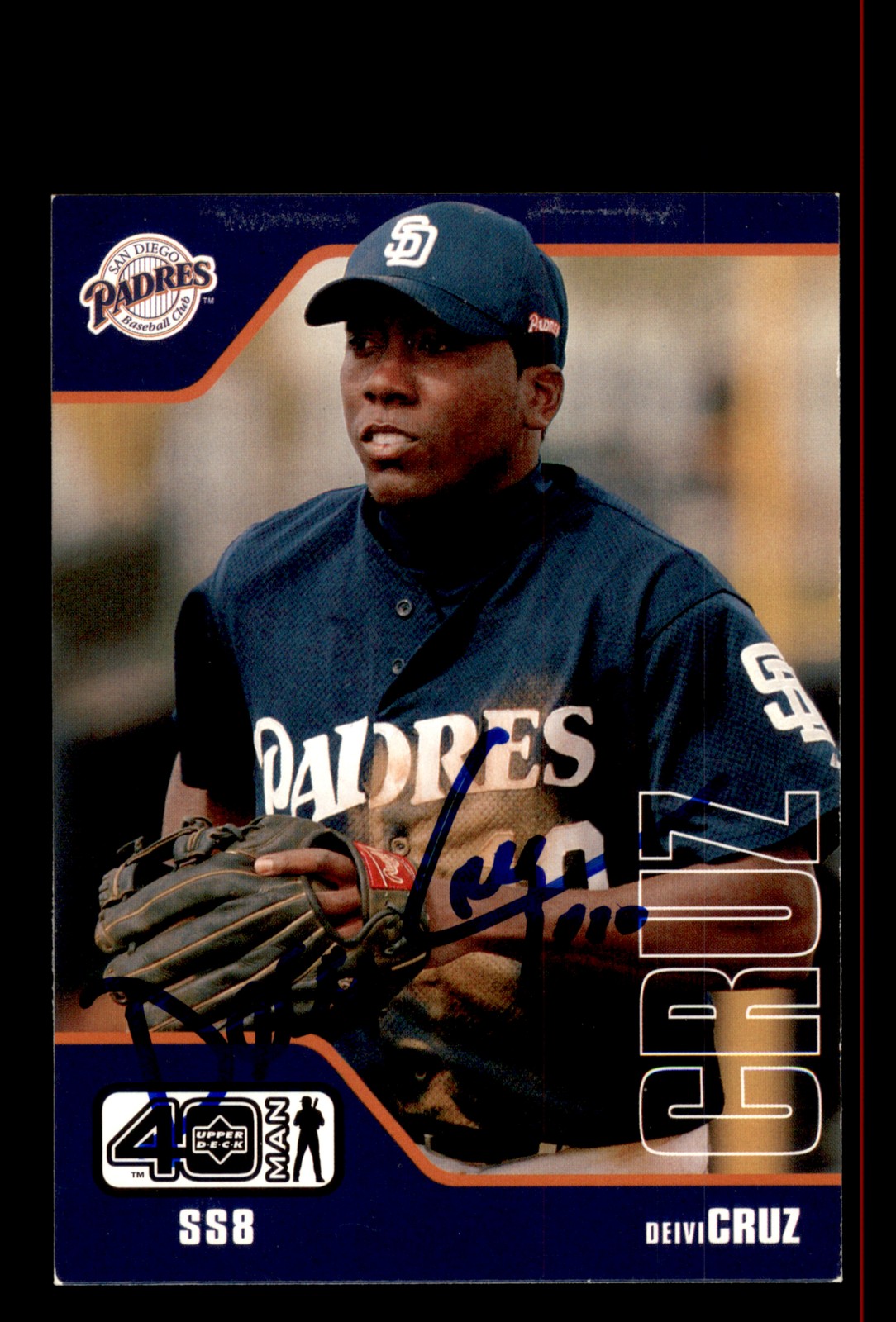 Signed Baseball Card Auto Deivi Cruz 2002 Upper Deck 40-Man #872 Padres